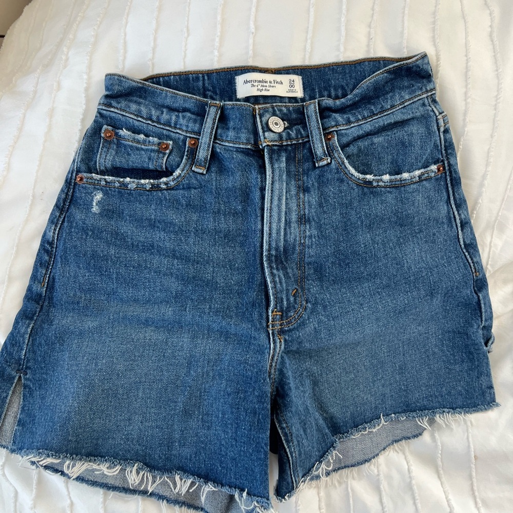 Abercrombie & Fitch Blue High Rise Denim Shorts